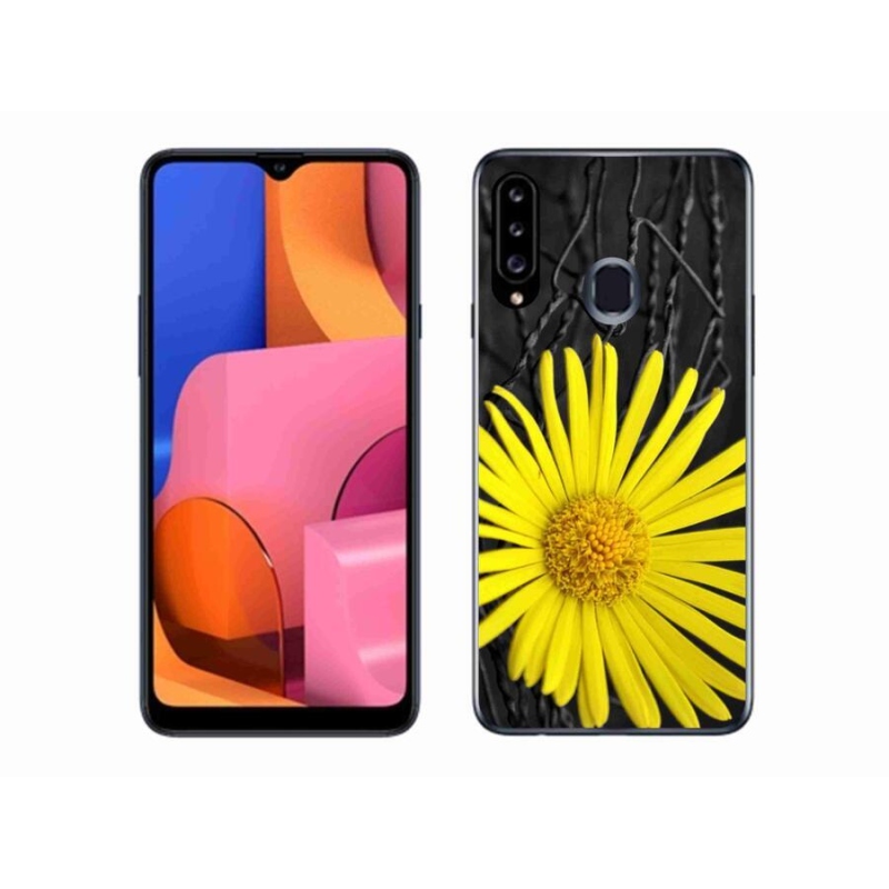 Gélový kryt mmCase na mobil Samsung Galaxy A20s - žltý kvet