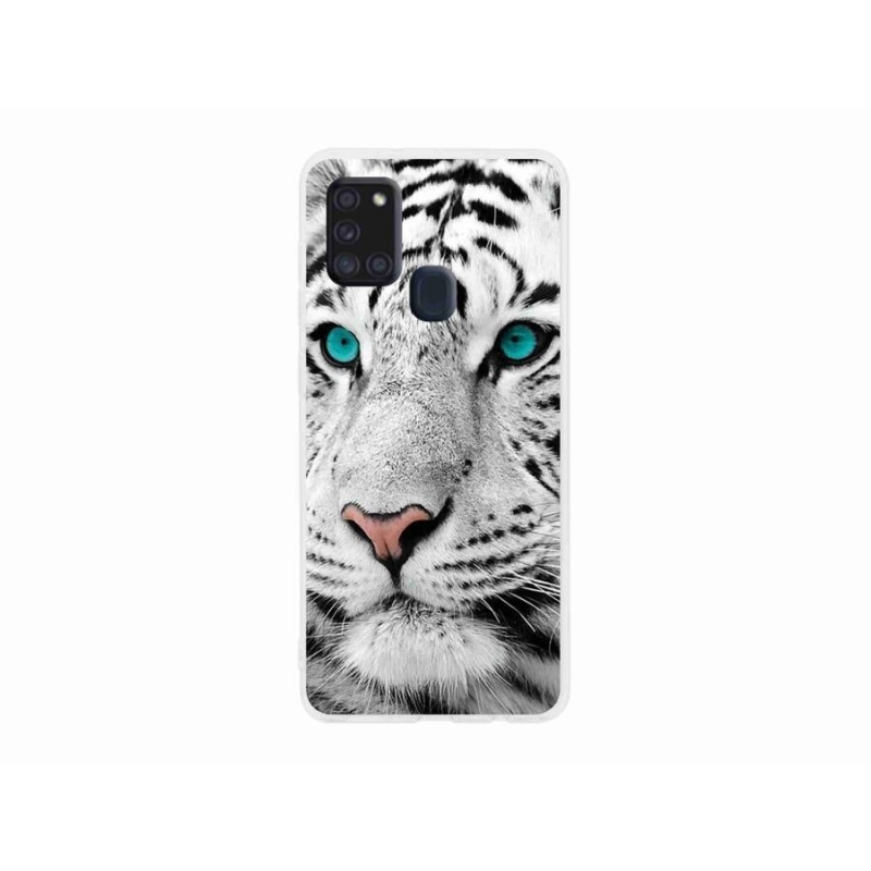 Gélový kryt mmCase na mobil Samsung Galaxy A21s - biely tiger