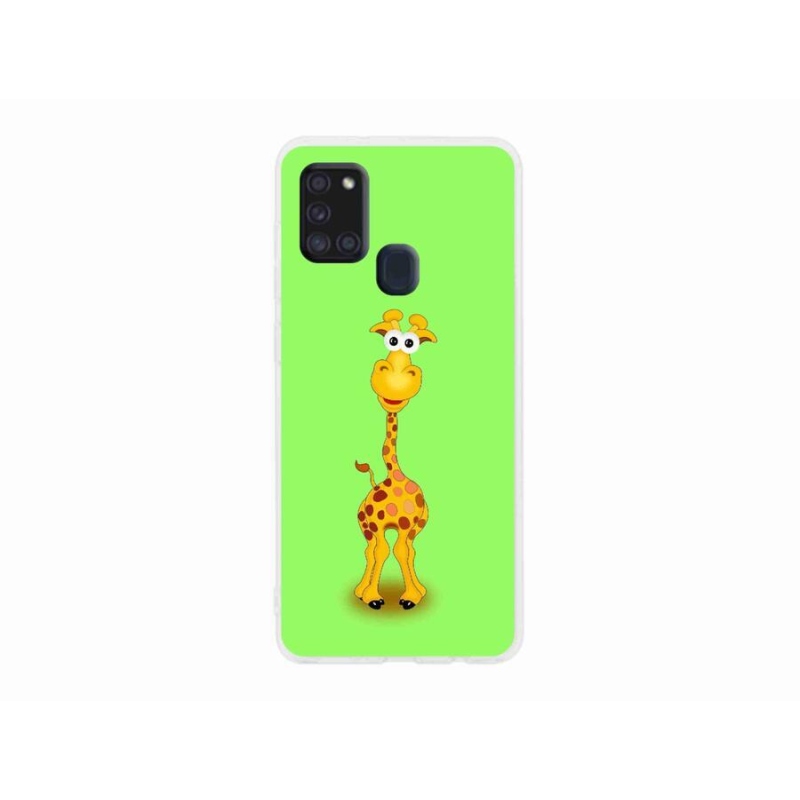 Gélový kryt mmCase na mobil Samsung Galaxy A21s - kreslená žirafa