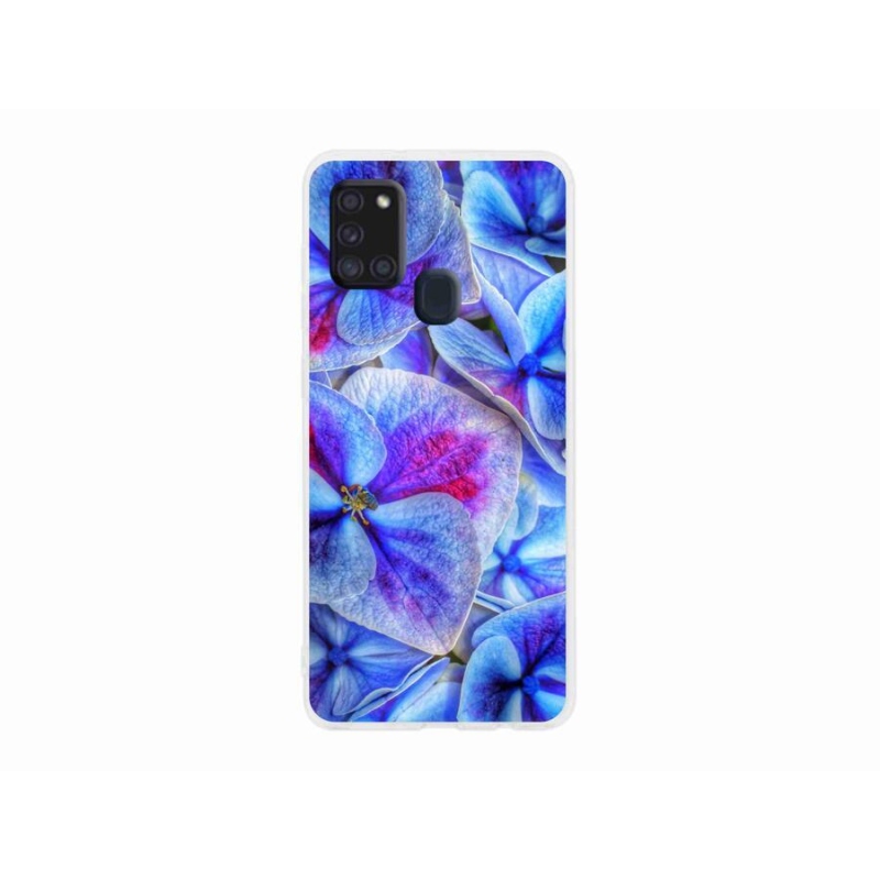 Gélový kryt mmCase na mobil Samsung Galaxy A21s - modré kvety 1