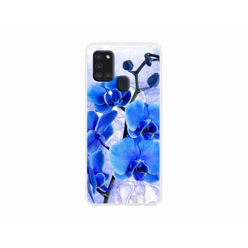 Gélový kryt mmCase na mobil Samsung Galaxy A21s - modré kvety