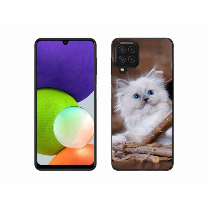 Gélový kryt mmCase na mobil Samsung Galaxy A22 4G - biele mačiatko