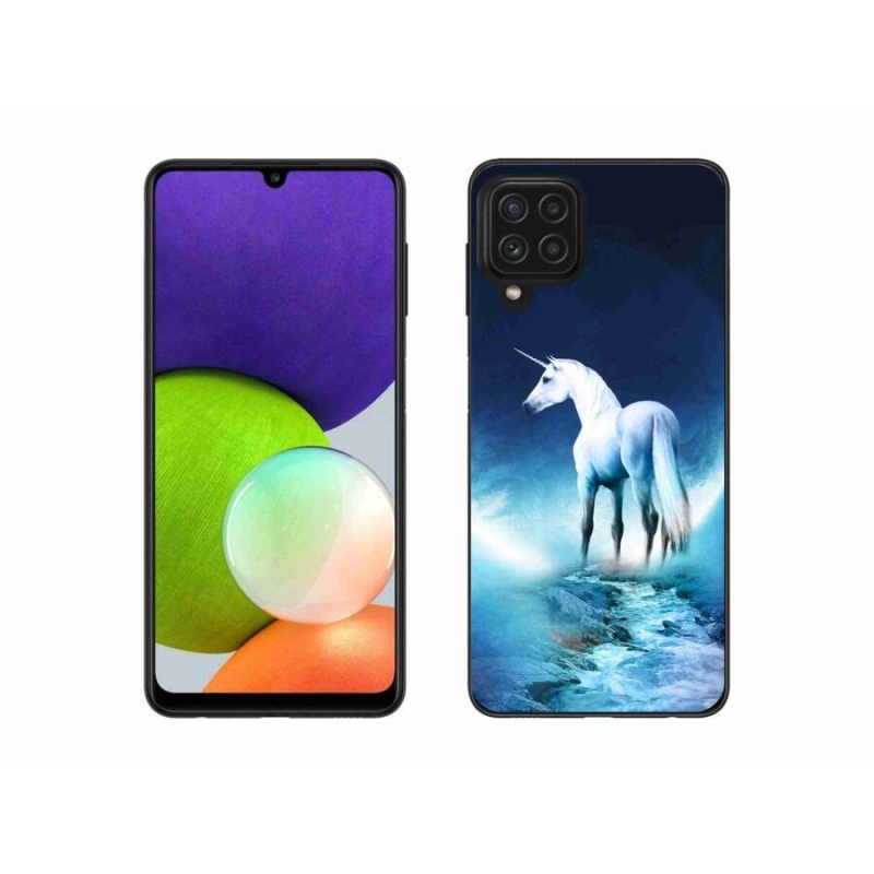 Gélový kryt mmCase na mobil Samsung Galaxy A22 4G - biely jednorožec