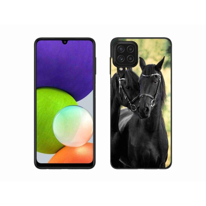 Gélový kryt mmCase na mobil Samsung Galaxy A22 4G - dva čierne kone