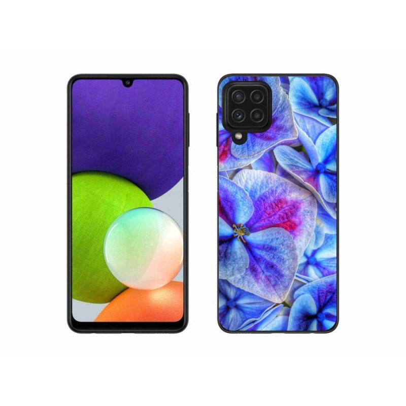 Gélový kryt mmCase na mobil Samsung Galaxy A22 4G - modré kvety 1