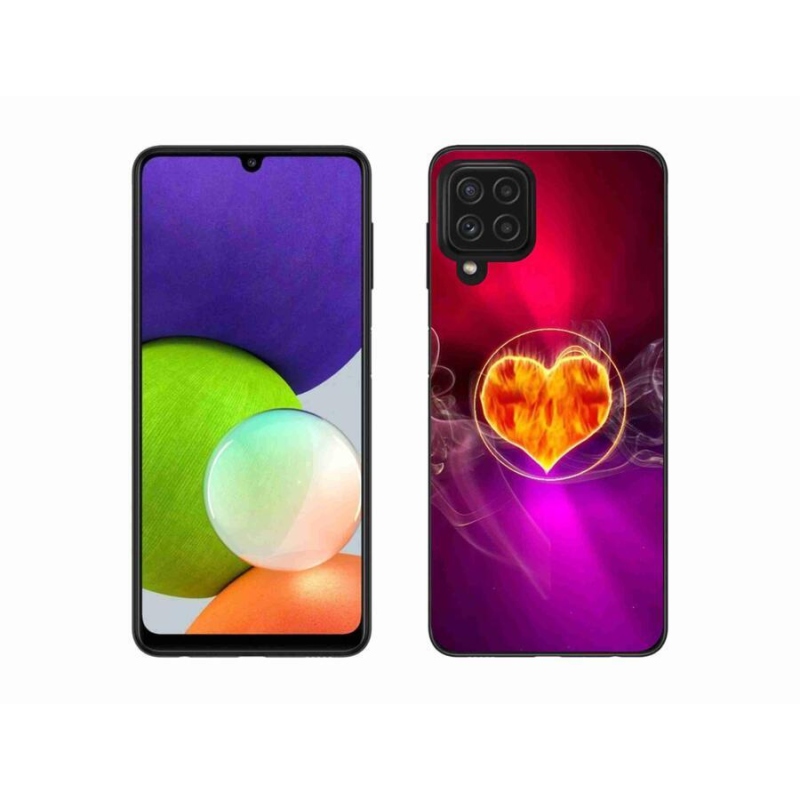 Gélový kryt mmCase na mobil Samsung Galaxy A22 4G - ohnivé srdce