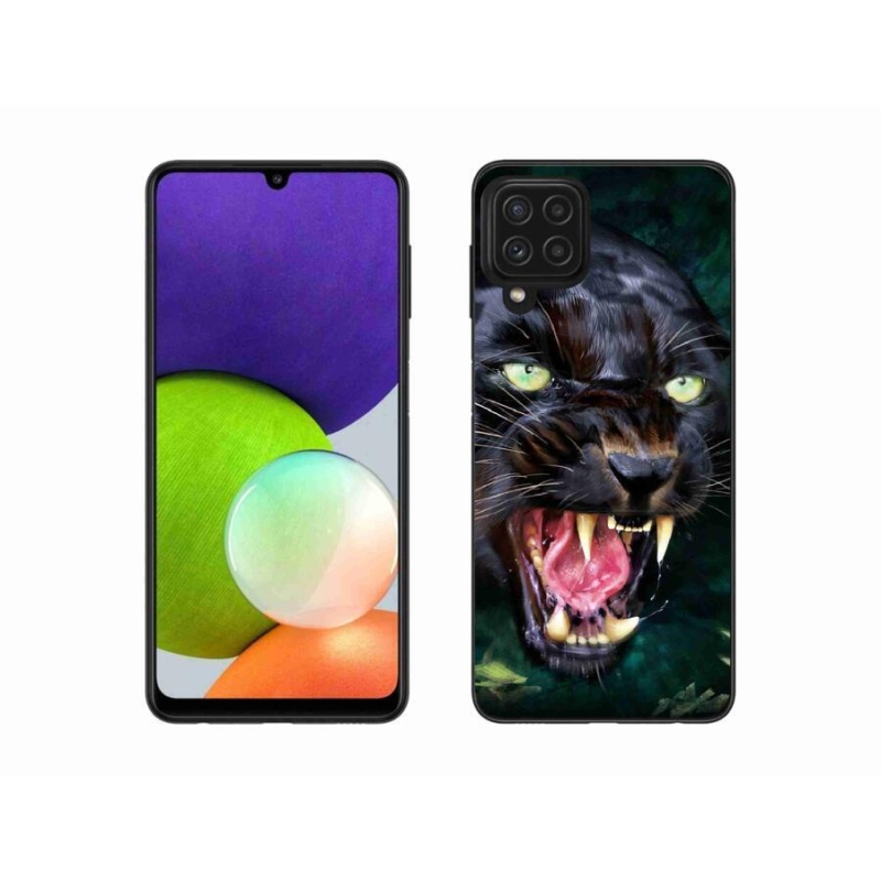 Gélový kryt mmCase na mobil Samsung Galaxy A22 4G - rozzúrený čierny panter