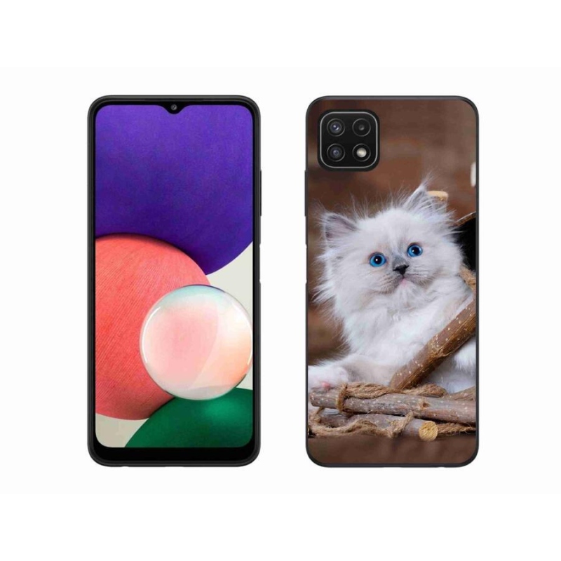 Gélový kryt mmCase na mobil Samsung Galaxy A22 5G - biele mačiatko