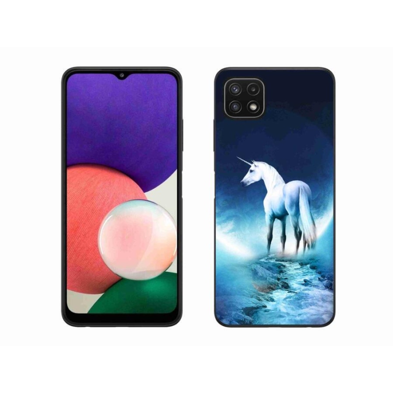 Gélový kryt mmCase na mobil Samsung Galaxy A22 5G - biely jednorožec