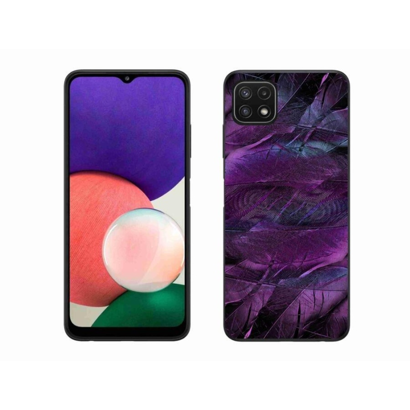 Gélový kryt mmCase na mobil Samsung Galaxy A22 5G - fialová pierka