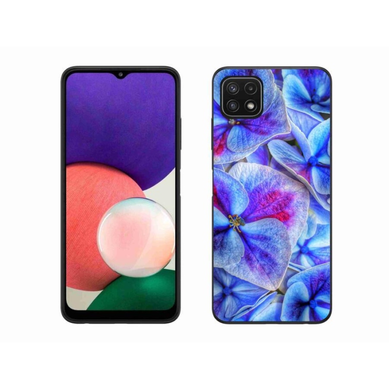 Gélový kryt mmCase na mobil Samsung Galaxy A22 5G - modré kvety 1