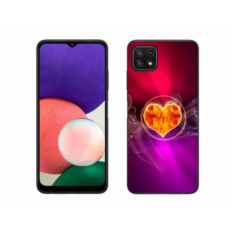 Gélový kryt mmCase na mobil Samsung Galaxy A22 5G - ohnivé srdce