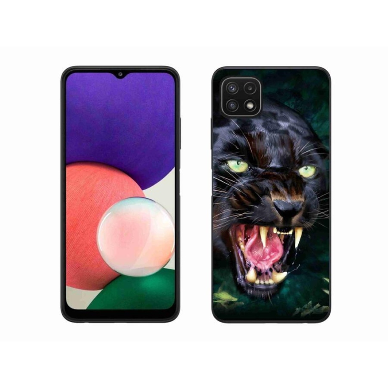 Gélový kryt mmCase na mobil Samsung Galaxy A22 5G - rozzúrený čierny panter