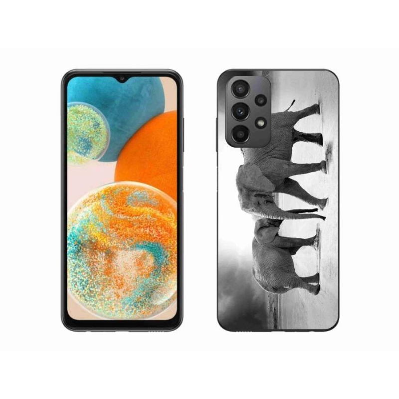 Gélový kryt mmCase na mobil Samsung Galaxy A23 4G/5G - čiernobieli slony