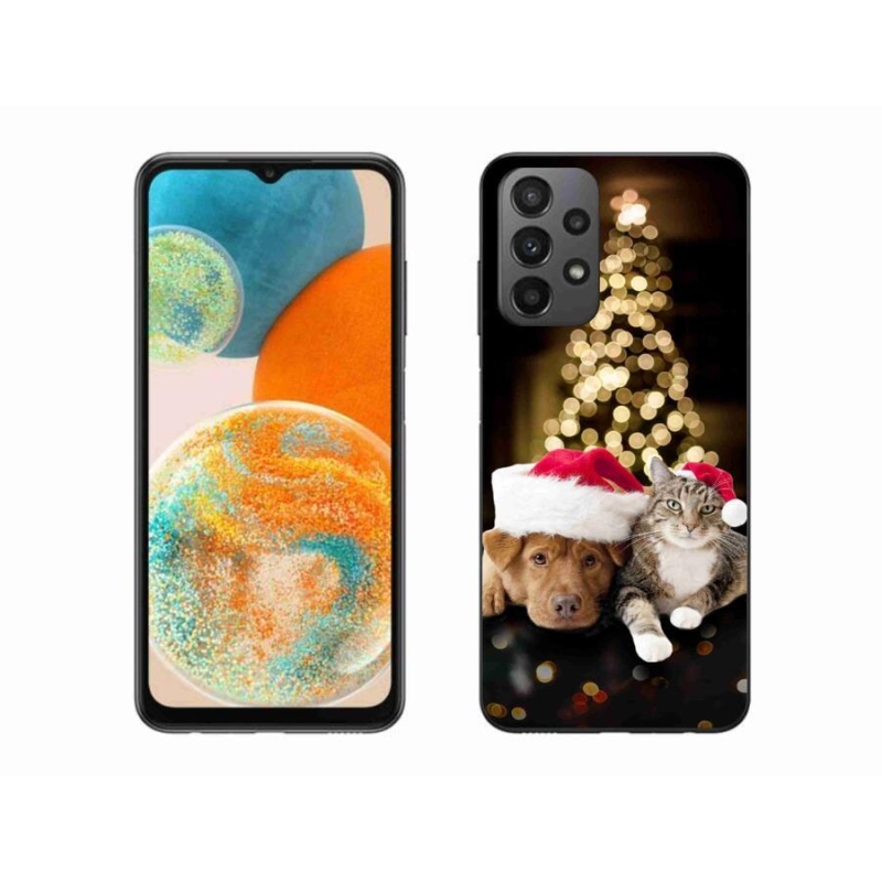 Gélový kryt mmCase na mobil Samsung Galaxy A23 4G/5G - vianočný pes a mačka
