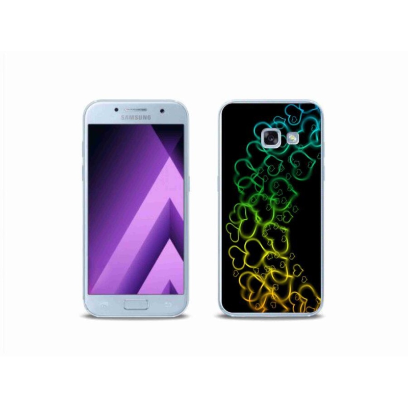 Gélový kryt mmCase na mobil Samsung Galaxy A3 (2017) - farebná srdiečka