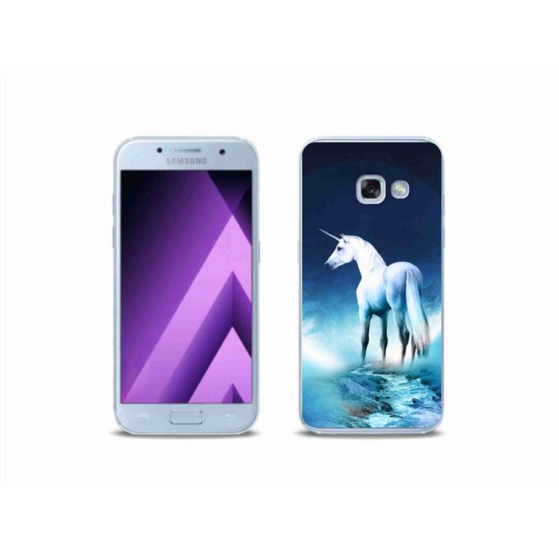 Gélový kryt mmCase na mobil Samsung Galaxy A3 (2017) - biely jednorožec