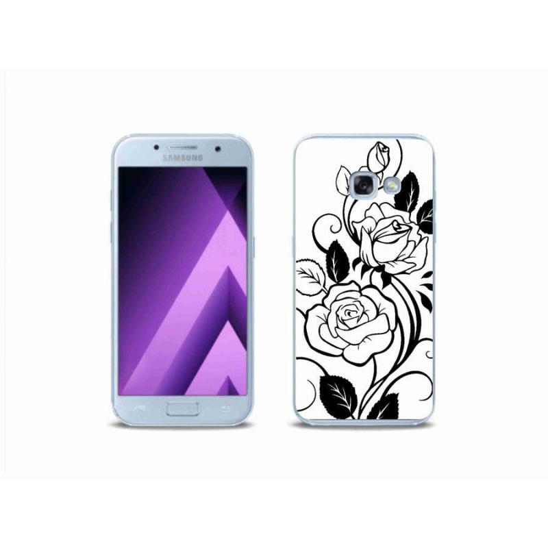 Gélový kryt mmCase na mobil Samsung Galaxy A3 (2017) - čiernobiela ruža