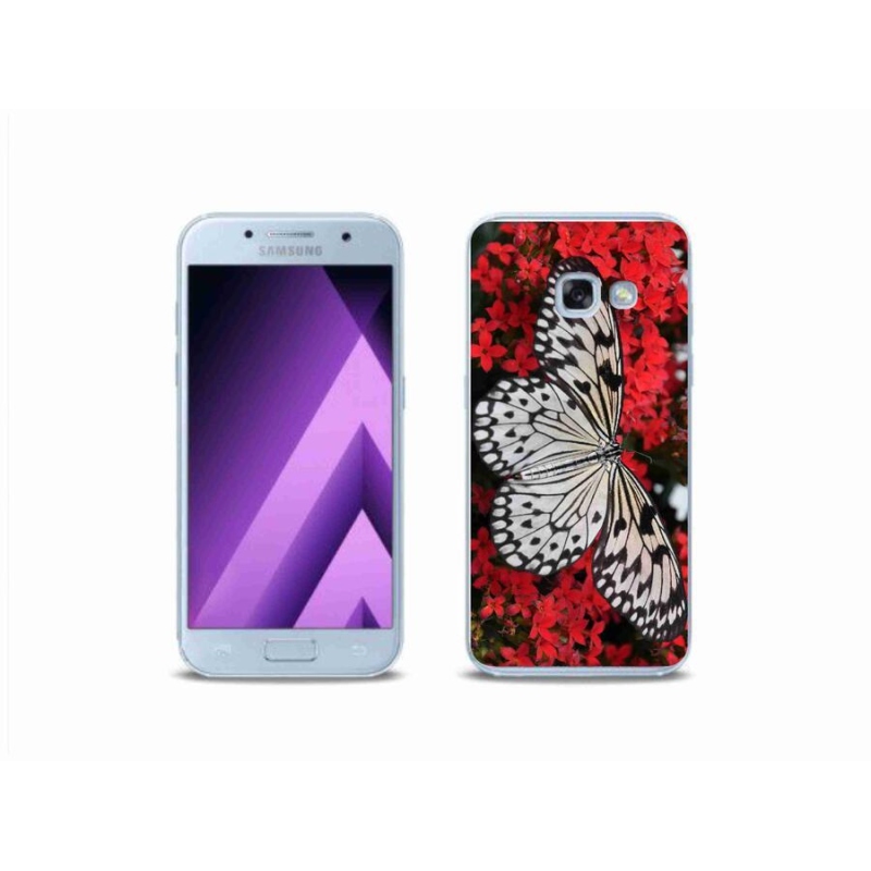 Gélový kryt mmCase na mobil Samsung Galaxy A3 (2017) - čiernobiely motýľ 1