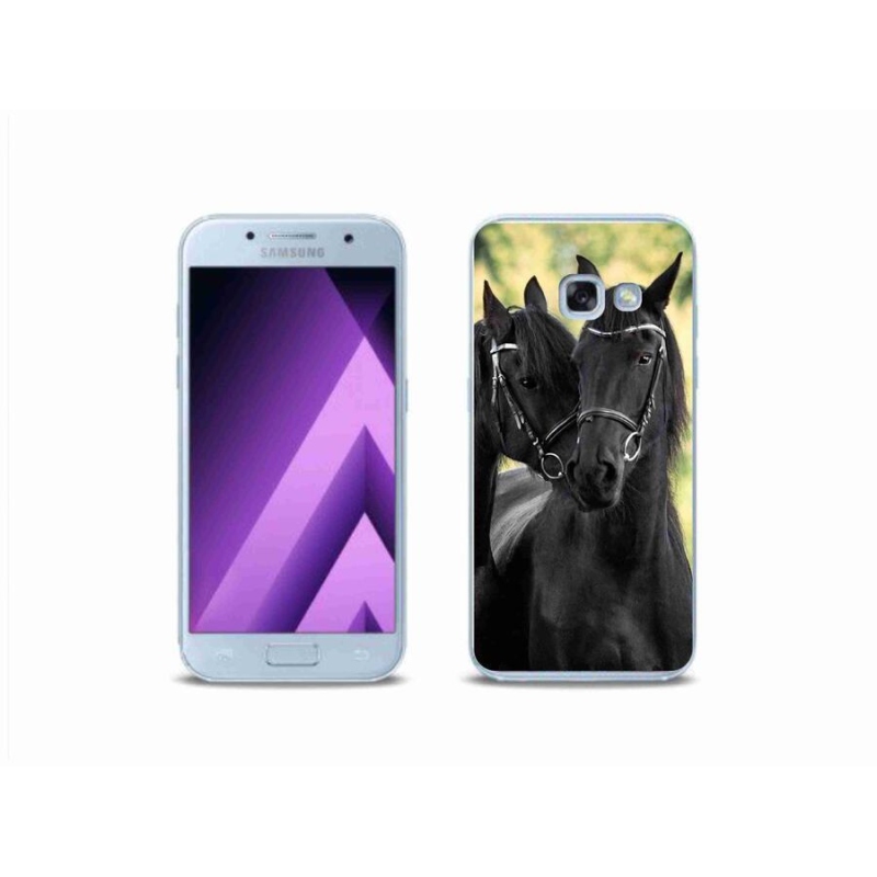 Gélový kryt mmCase na mobil Samsung Galaxy A3 (2017) - dva čierne kone