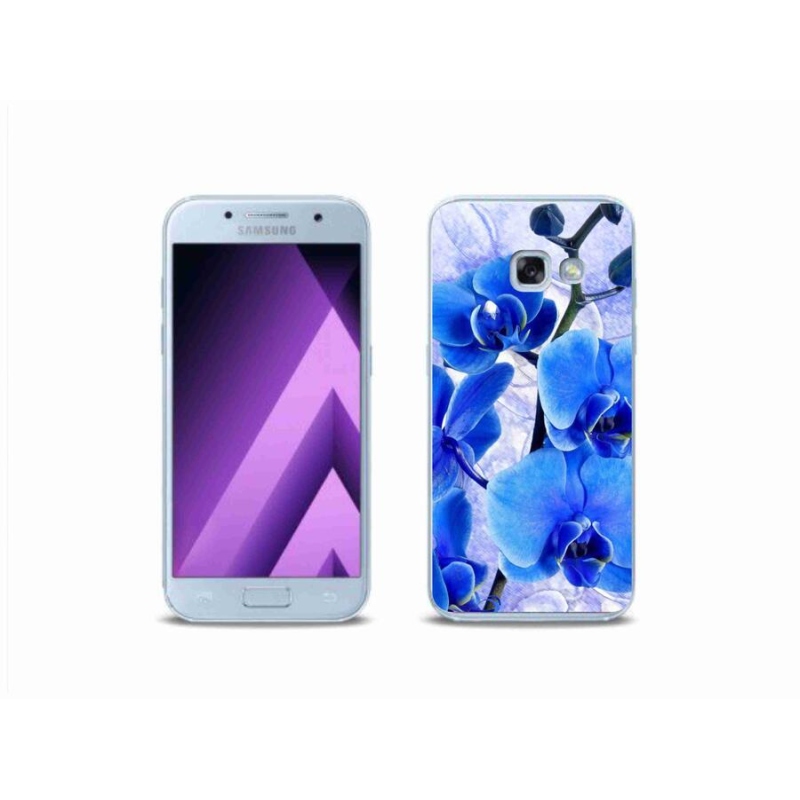 Gélový kryt mmCase na mobil Samsung Galaxy A3 (2017) - modré kvety