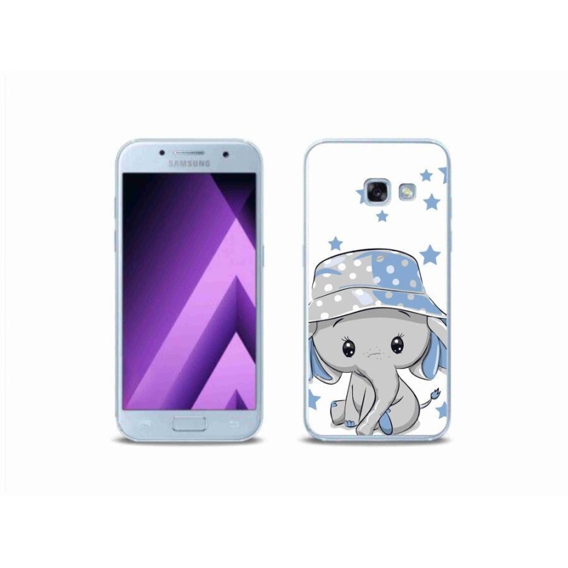 Gélový kryt mmCase na mobil Samsung Galaxy A3 (2017) - modrý slon