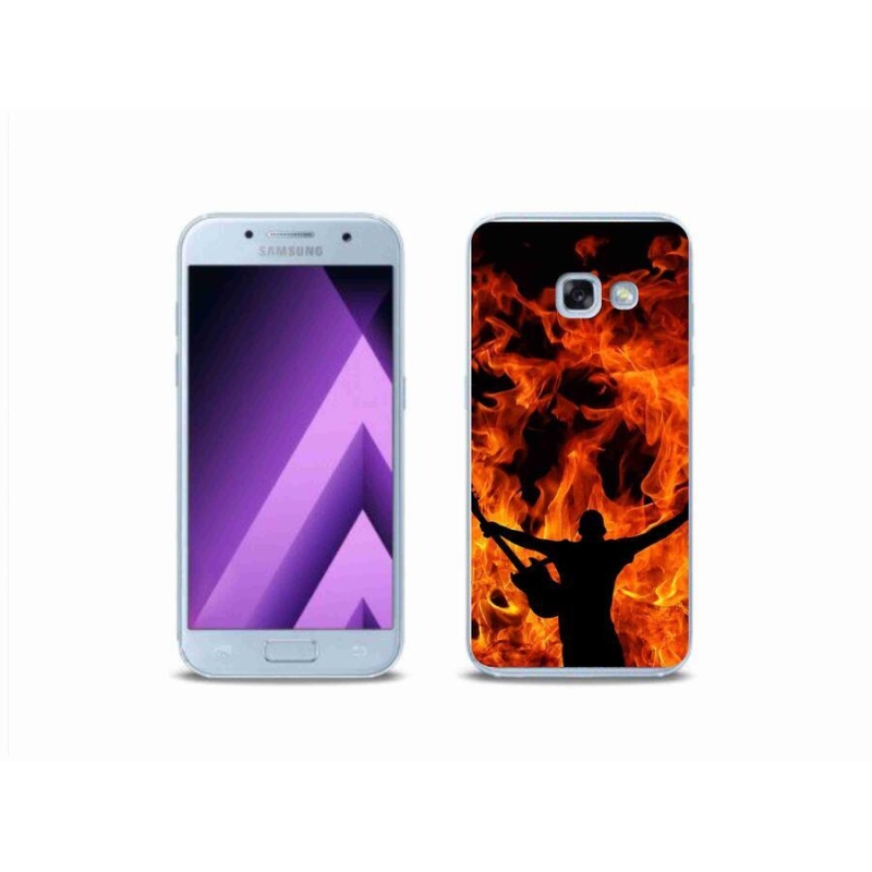 Gélový kryt mmCase na mobil Samsung Galaxy A3 (2017) - muzikant a oheň