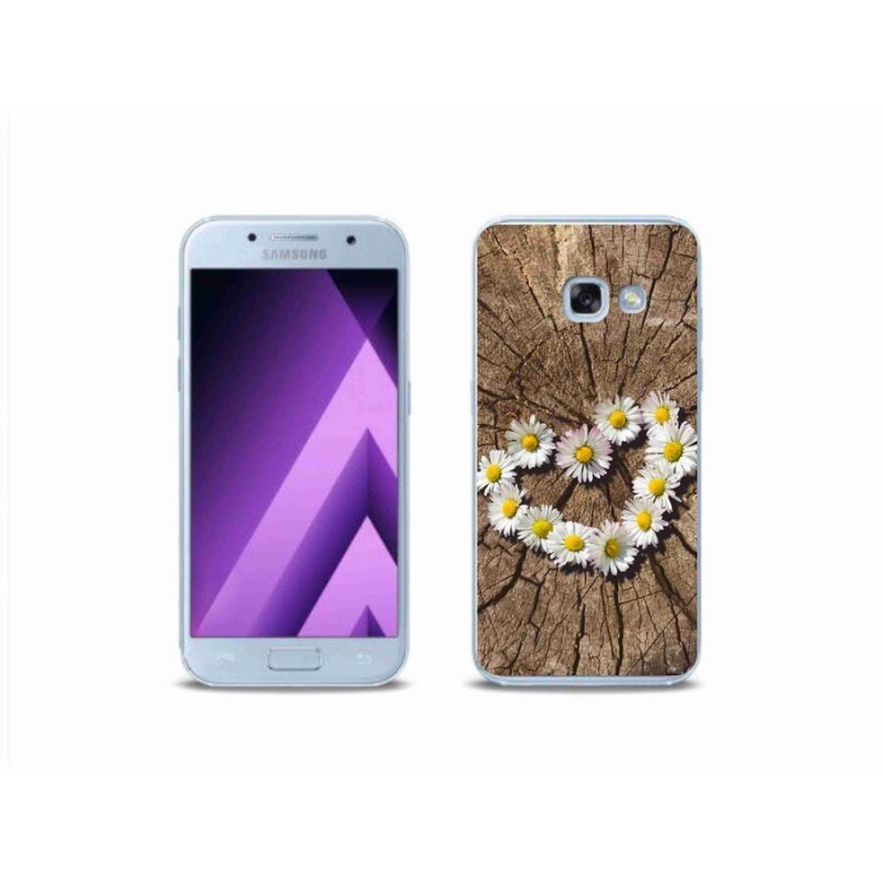 Gélový kryt mmCase na mobil Samsung Galaxy A3 (2017) - srdce z margarét