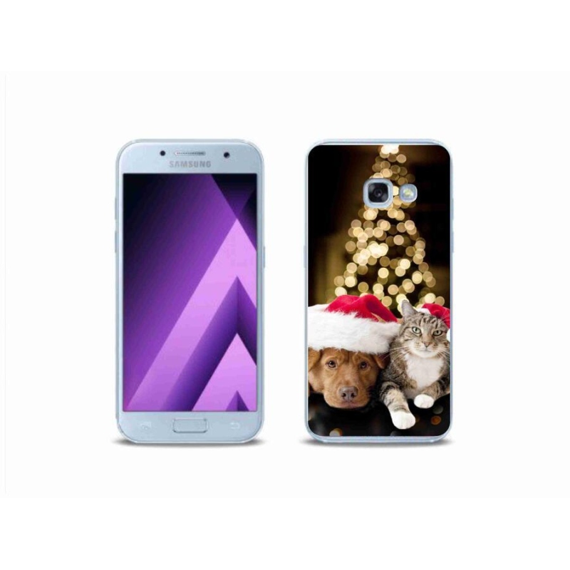 Gélový kryt mmCase na mobil Samsung Galaxy A3 (2017) - vianočný pes a mačka