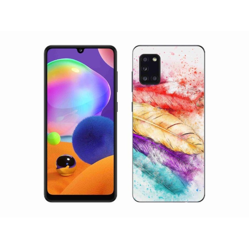 Gélový kryt mmCase na mobil Samsung Galaxy A31 - farebné perie