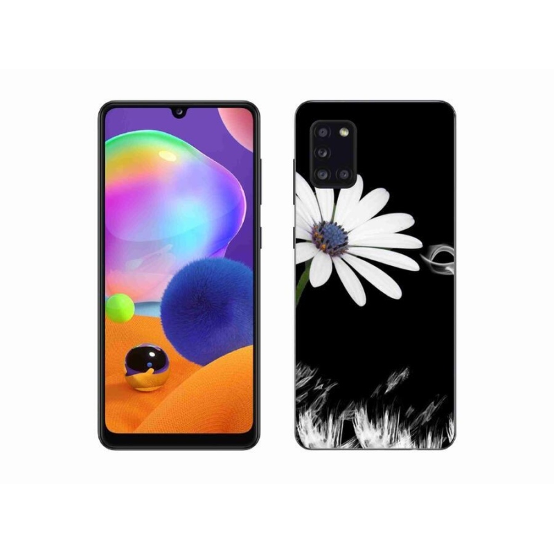 Gélový kryt mmCase na mobil Samsung Galaxy A31 - biela kvetina