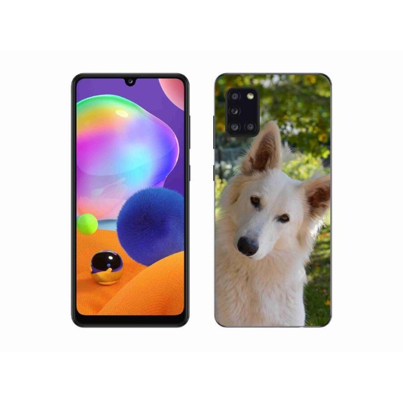 Gélový kryt mmCase na mobil Samsung Galaxy A31 - biely švajčiarsky ovčiak 1