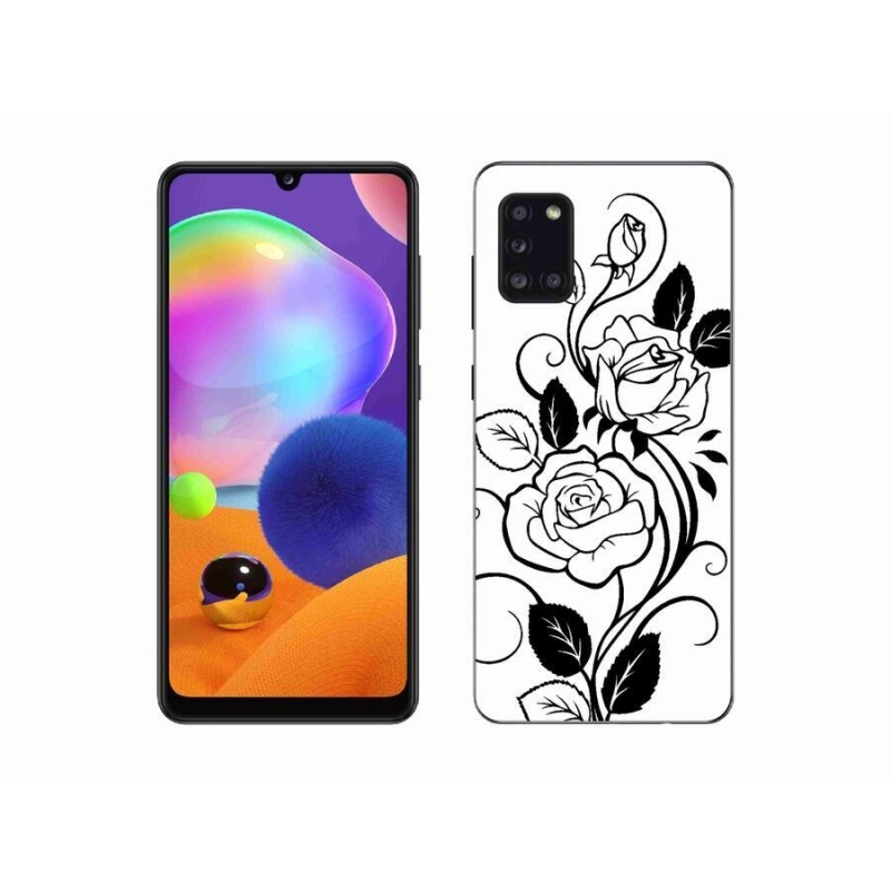 Gélový kryt mmCase na mobil Samsung Galaxy A31 - čiernobiela ruža