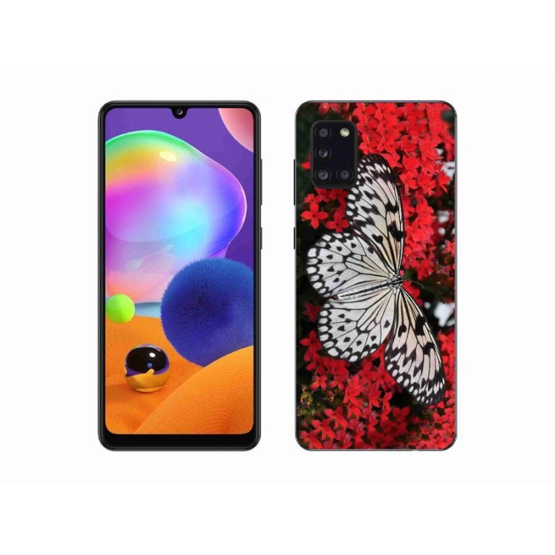 Gélový kryt mmCase na mobil Samsung Galaxy A31 - čiernobiely motýľ 1