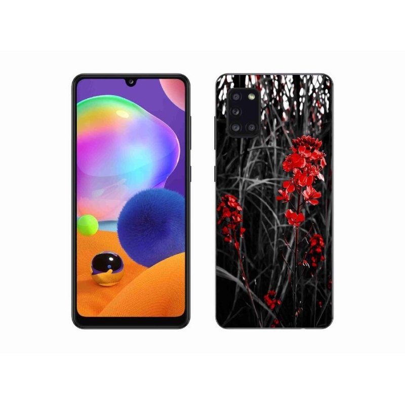 Gélový kryt mmCase na mobil Samsung Galaxy A31 - červená rastlina