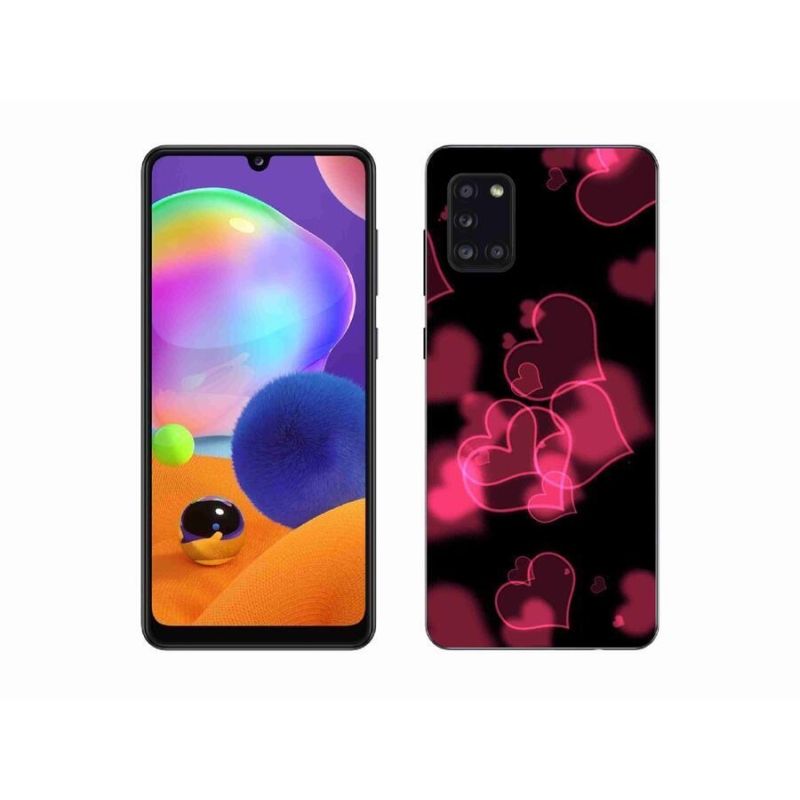 Gélový kryt mmCase na mobil Samsung Galaxy A31 - červené srdiečka