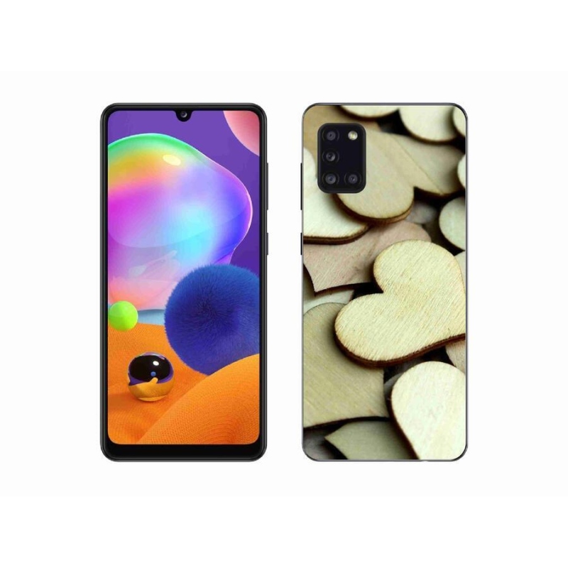 Gélový kryt mmCase na mobil Samsung Galaxy A31 - drevená srdiečka