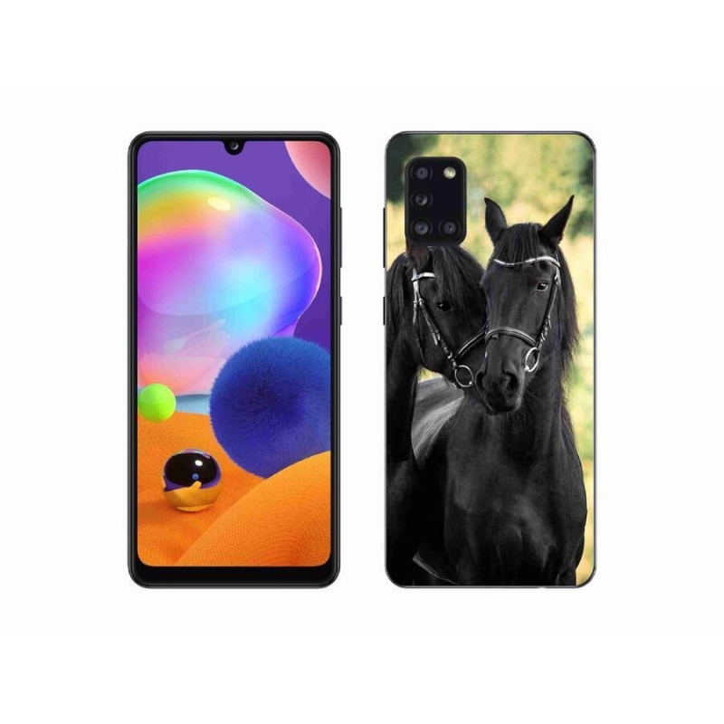 Gélový kryt mmCase na mobil Samsung Galaxy A31 - dva čierne kone