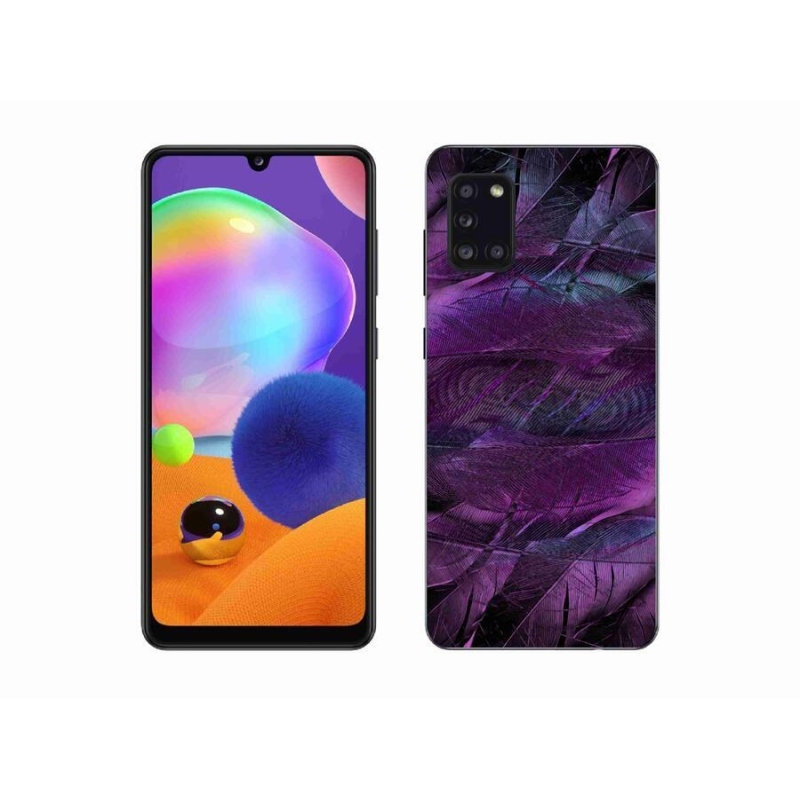 Gélový kryt mmCase na mobil Samsung Galaxy A31 - fialová pierka