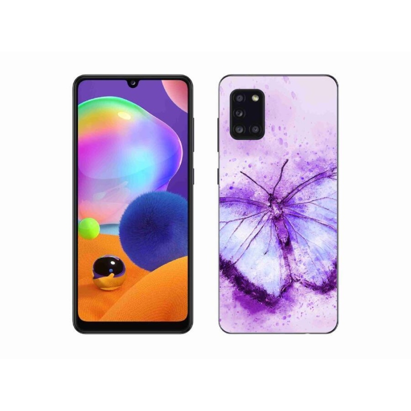 Gélový kryt mmCase na mobil Samsung Galaxy A31 - fialový motýľ