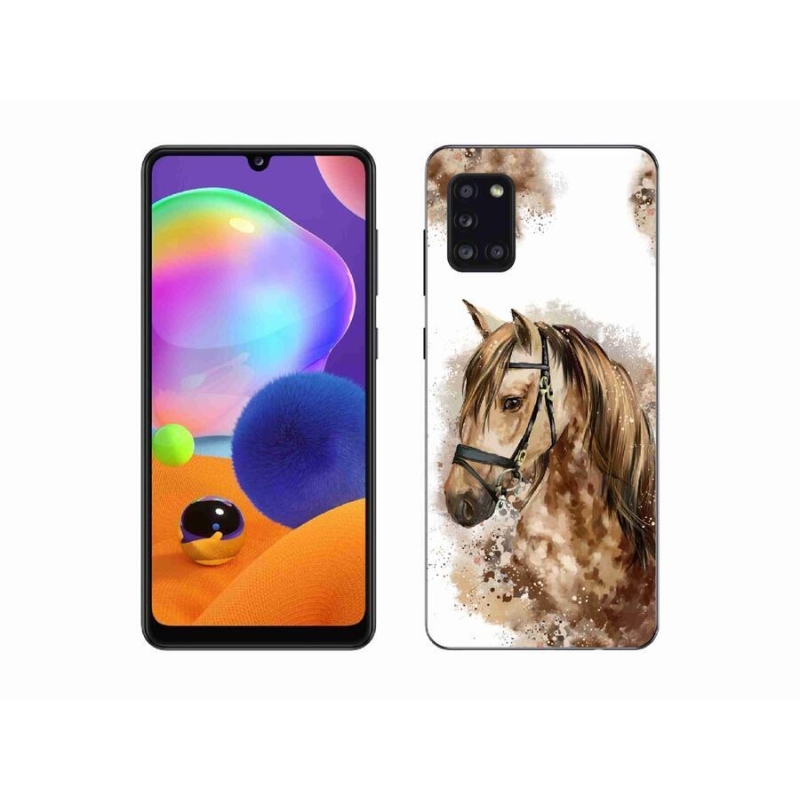 Gélový kryt mmCase na mobil Samsung Galaxy A31 - hnedý kreslený kôň