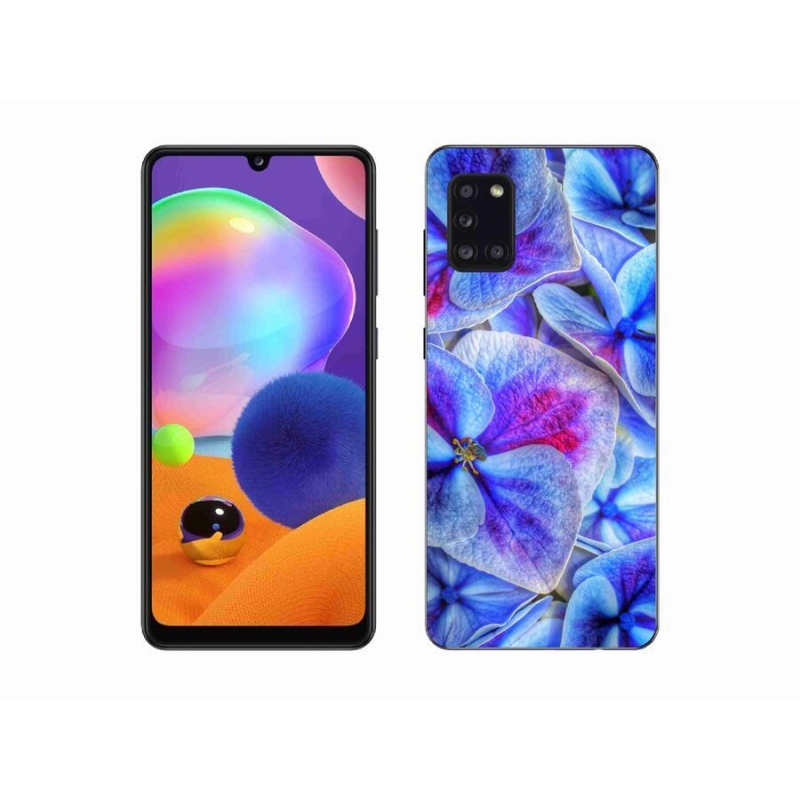 Gélový kryt mmCase na mobil Samsung Galaxy A31 - modré kvety 1