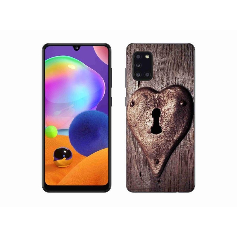 Gélový kryt mmCase na mobil Samsung Galaxy A31 - zámok v tvare srdca