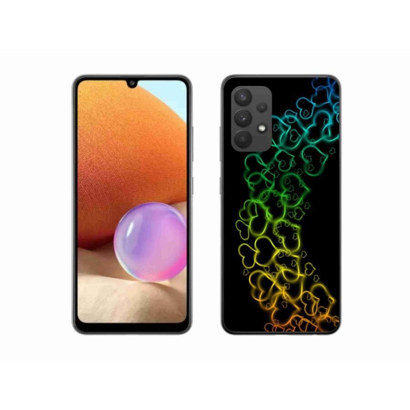 Gélový kryt mmCase na mobil Samsung Galaxy A32 4G - farebná srdiečka