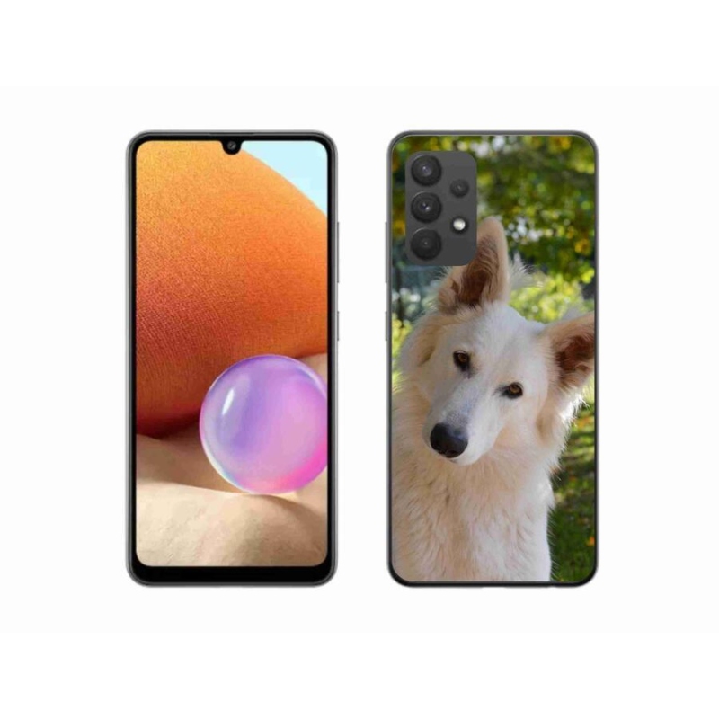 Gélový kryt mmCase na mobil Samsung Galaxy A32 4G - biely švajčiarsky ovčiak 1