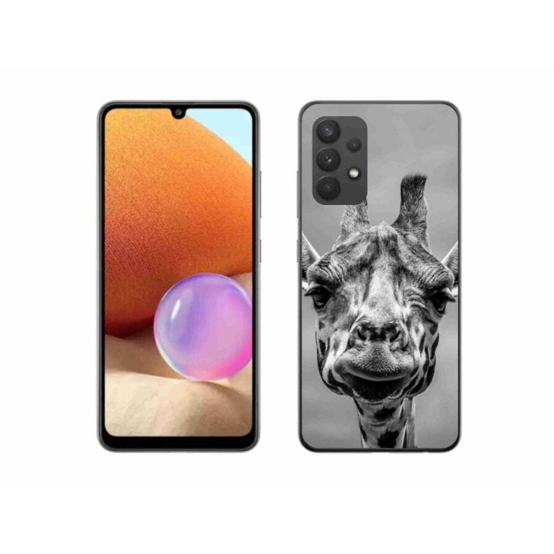 Gélový kryt mmCase na mobil Samsung Galaxy A32 4G - čiernobiela žirafa