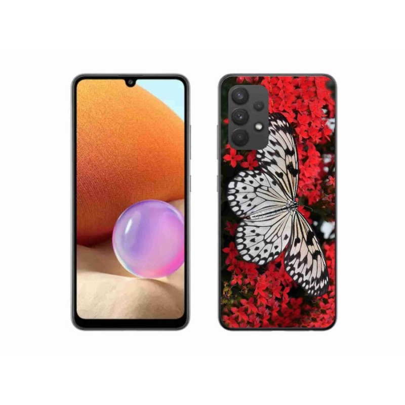 Gélový kryt mmCase na mobil Samsung Galaxy A32 4G - čiernobiely motýľ 1