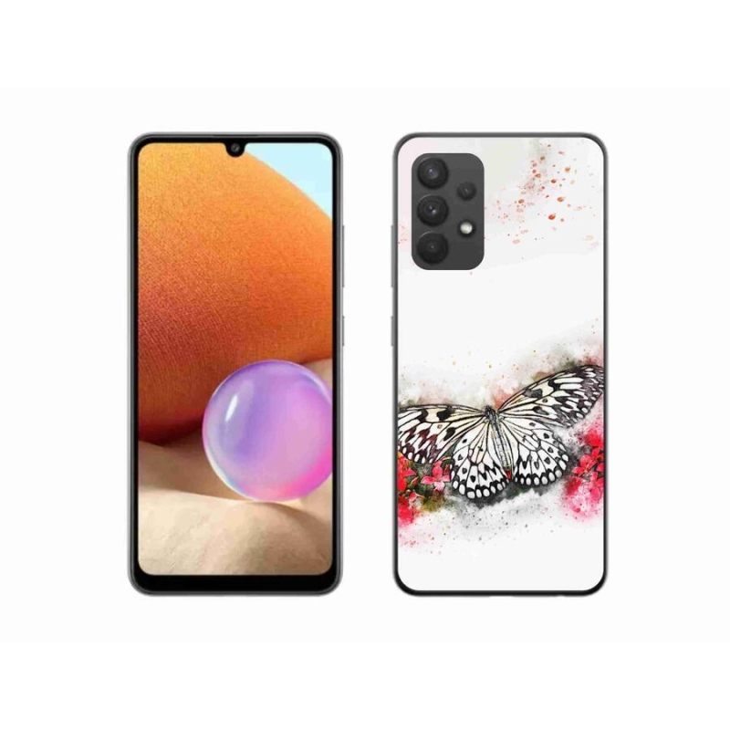 Gélový kryt mmCase na mobil Samsung Galaxy A32 4G - čiernobiely motýľ