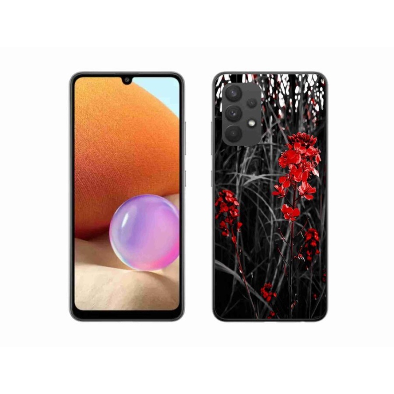 Gélový kryt mmCase na mobil Samsung Galaxy A32 4G - červená rastlina