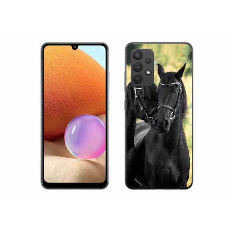 Gélový kryt mmCase na mobil Samsung Galaxy A32 4G - dva čierne kone